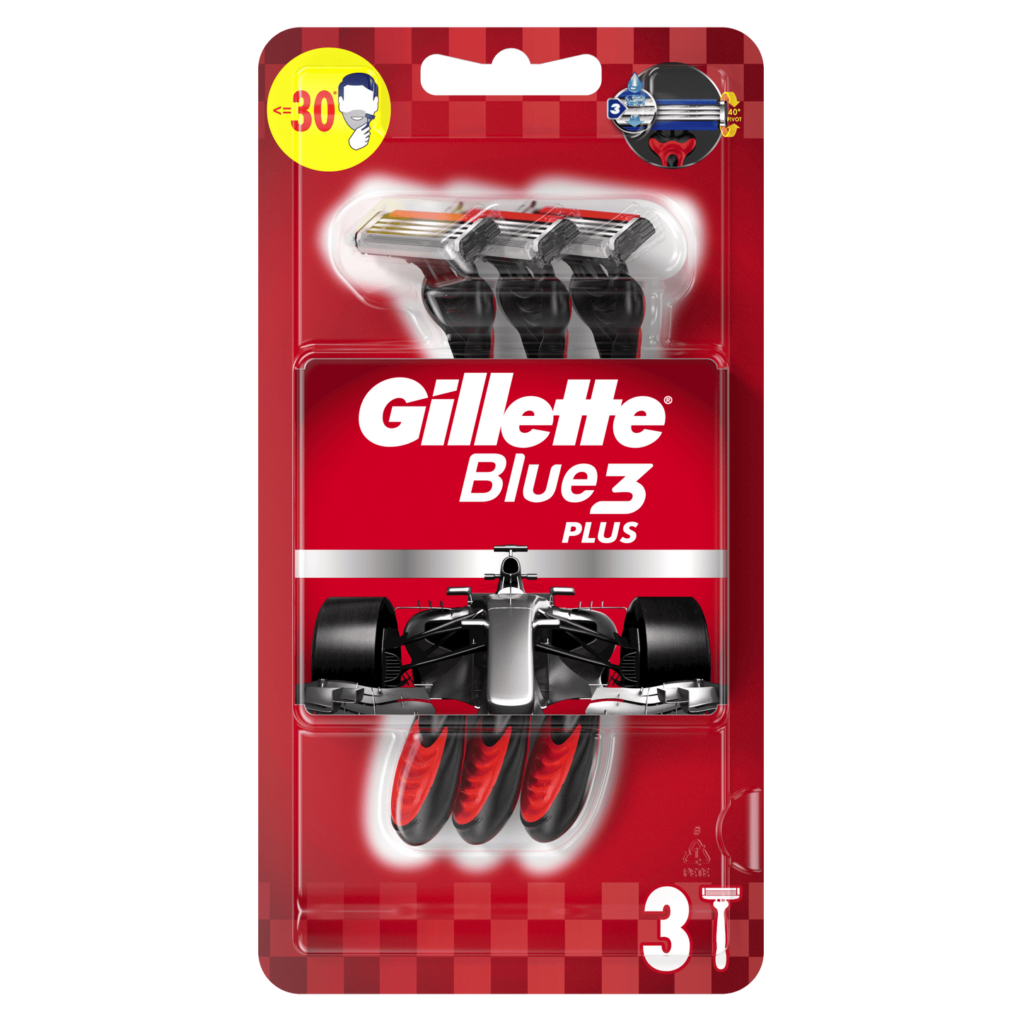 Gillette Blue 3 Plus Red brijači 3 kom – crvena drška