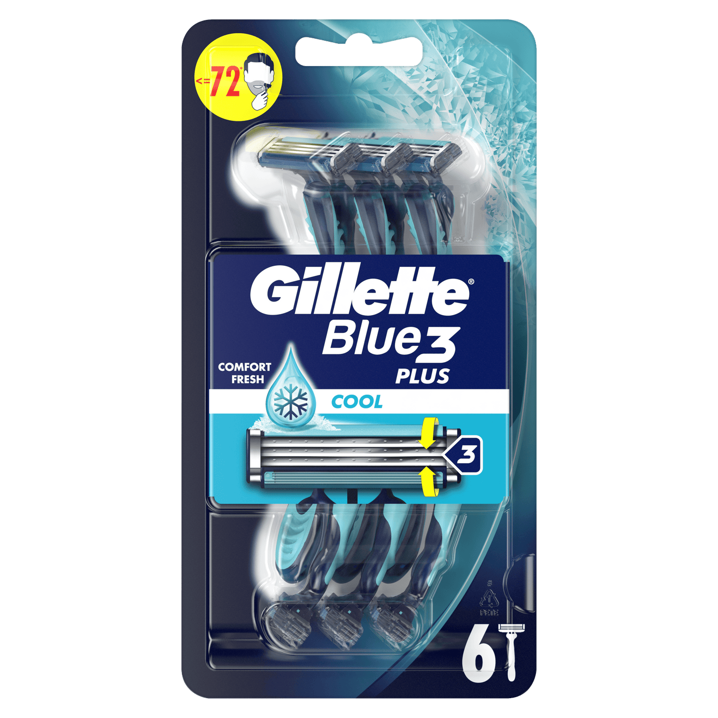 Gillette Blue 3 Plus Cool brijači 6 kom – svježe brijanje uz rashlađujuću trakicu