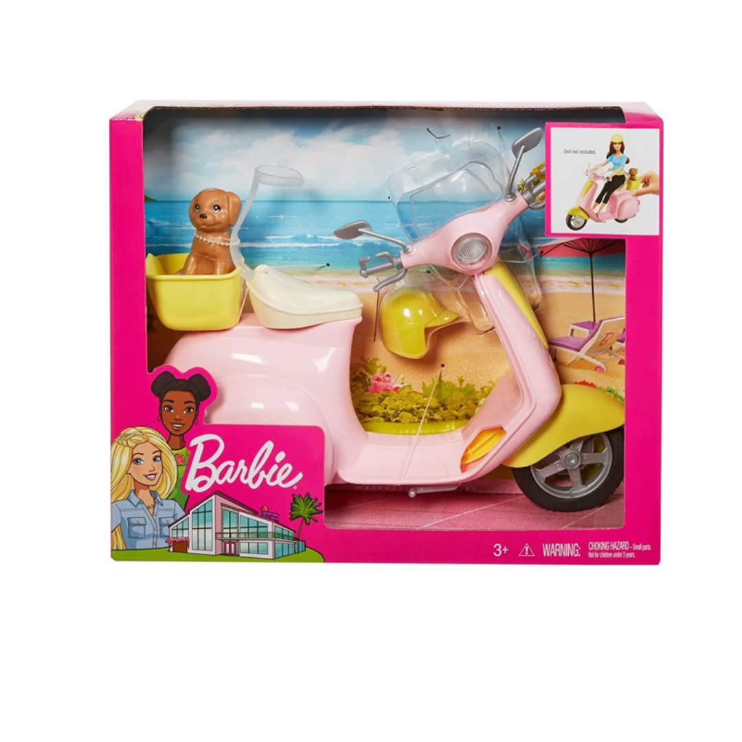 Barbie skuter s psićem – rozi motor za Barbie avanture