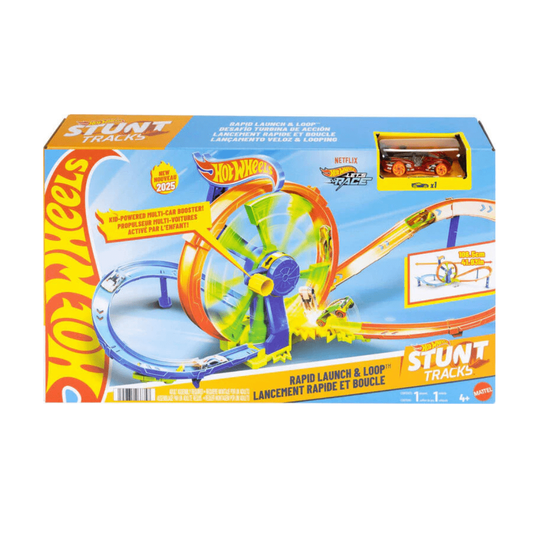 Hot Wheels Stunt Tracks Rapid Launch & Loop set – staza sa lanserom i autićem