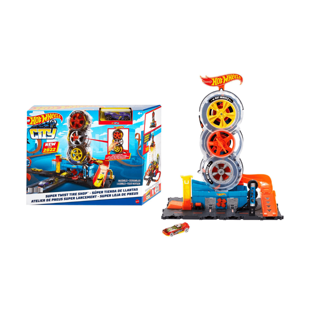 Hot Wheels City Super Twist Tire Shop – Auto servis sa gumama i rampom