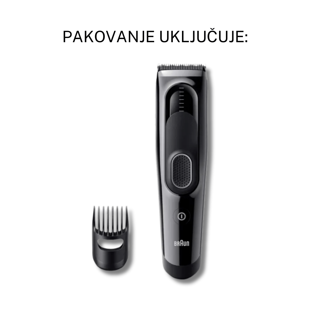 Braun HC5310 trimer za šišanje kose – Serija 5, bežični rad 50 min, 9 podešavanja dužine