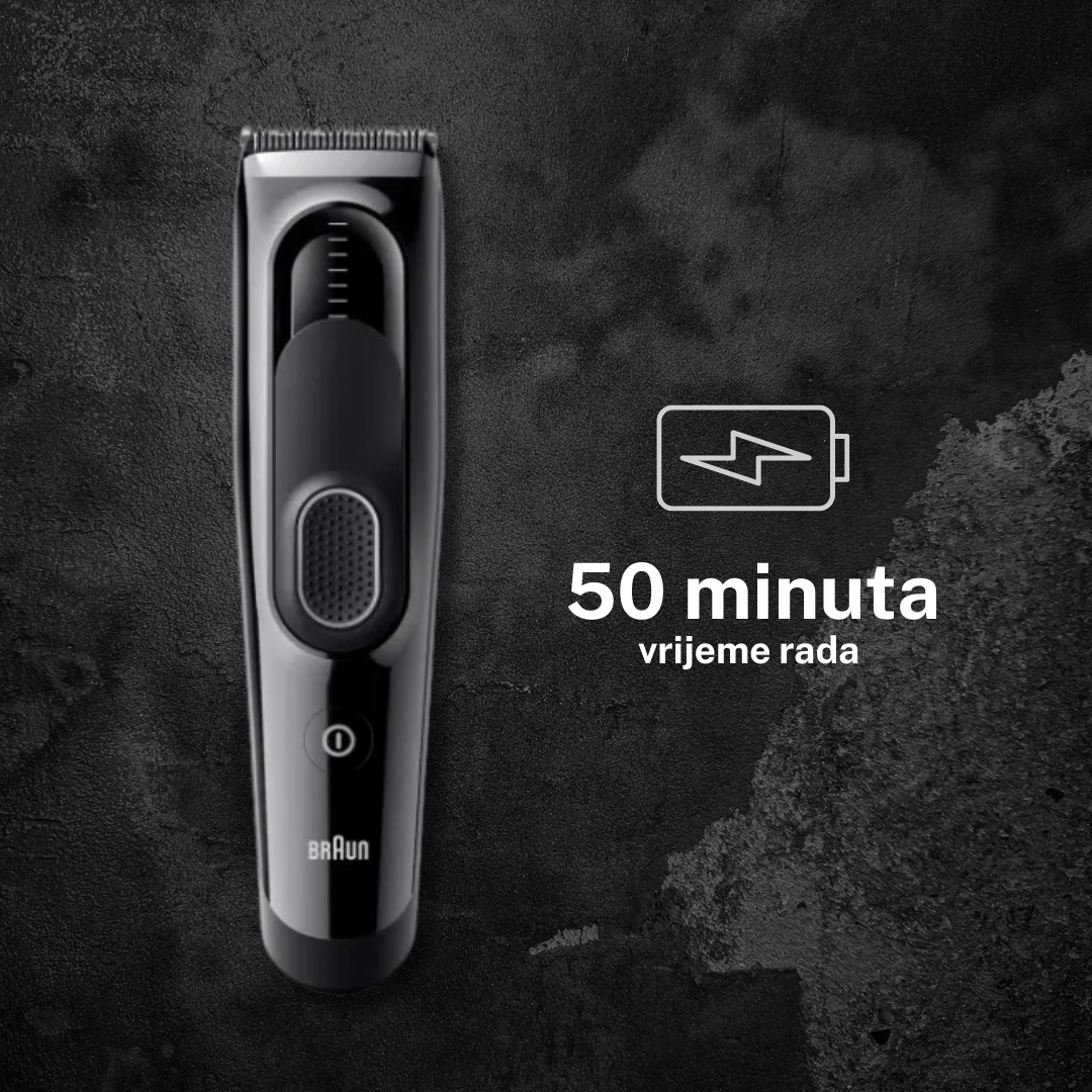 Braun HC5310 trimer za šišanje kose – Serija 5, bežični rad 50 min, 9 podešavanja dužine