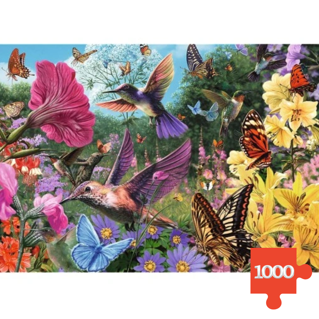 Trefl Puzzle Kolibrići i leptiri u cvijeću 1000 dijelova – Tea Time kolekcija