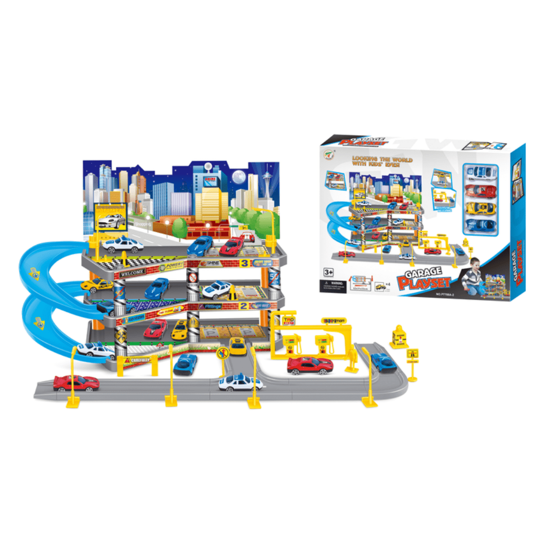 Velika garaža za autiće – Garage Playset trospratna garaža sa spiralnom stazom i vozilima