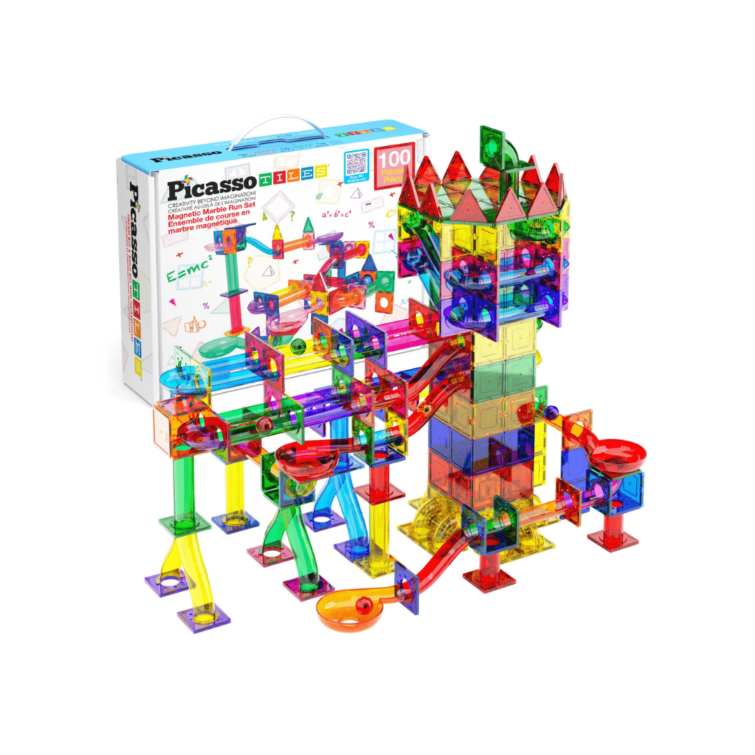 PicassoTiles magnetna staza za kuglice – Magnetic Marble Run (100 dijelova, 3+) STEAM