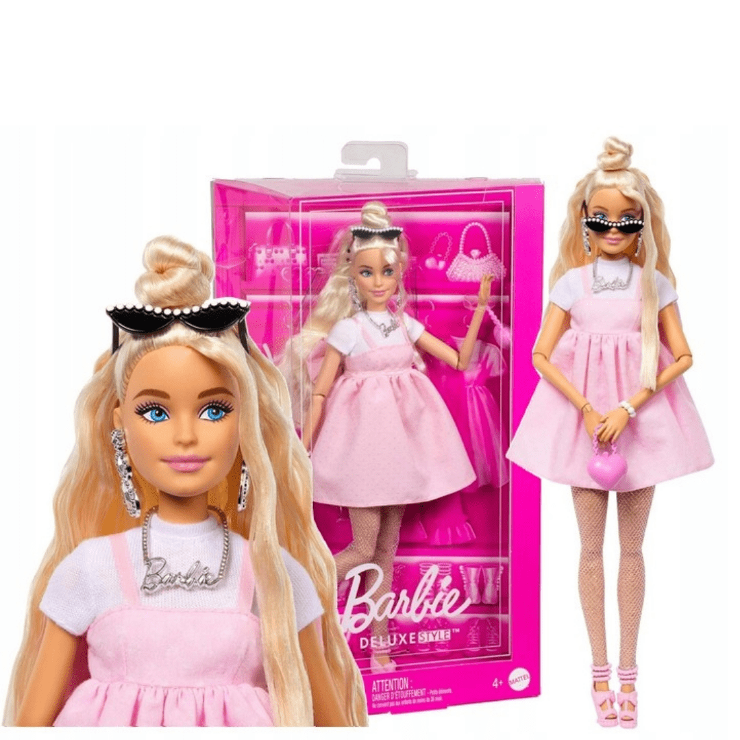 Barbie Deluxe Style Lutka – Modna Ikona u Rozoj Haljini s Dodacima