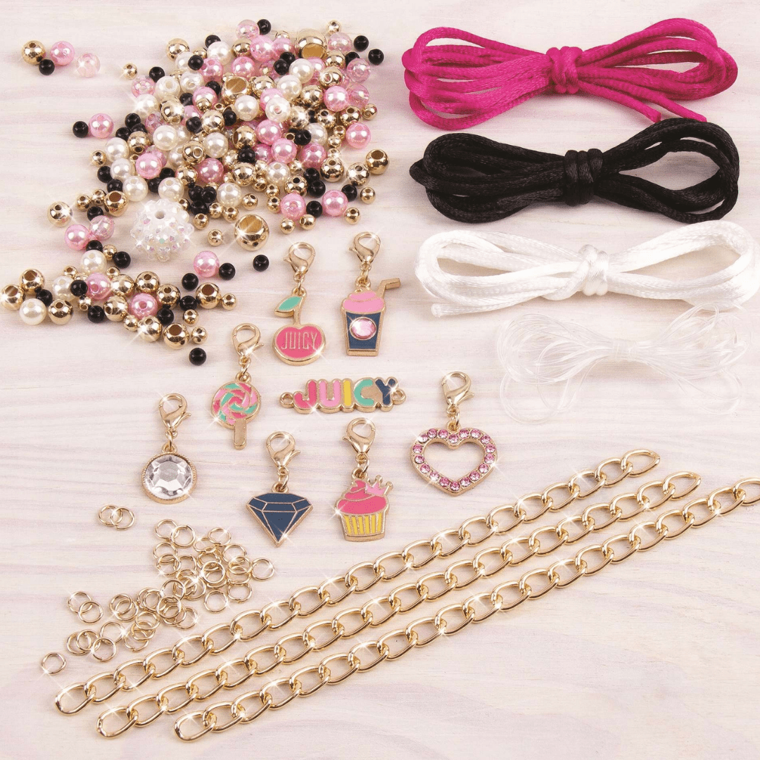 Juicy Couture Pink & Precious – set za izradu narukvica, 267 kom (izradi do 8 narukvica, 8+)