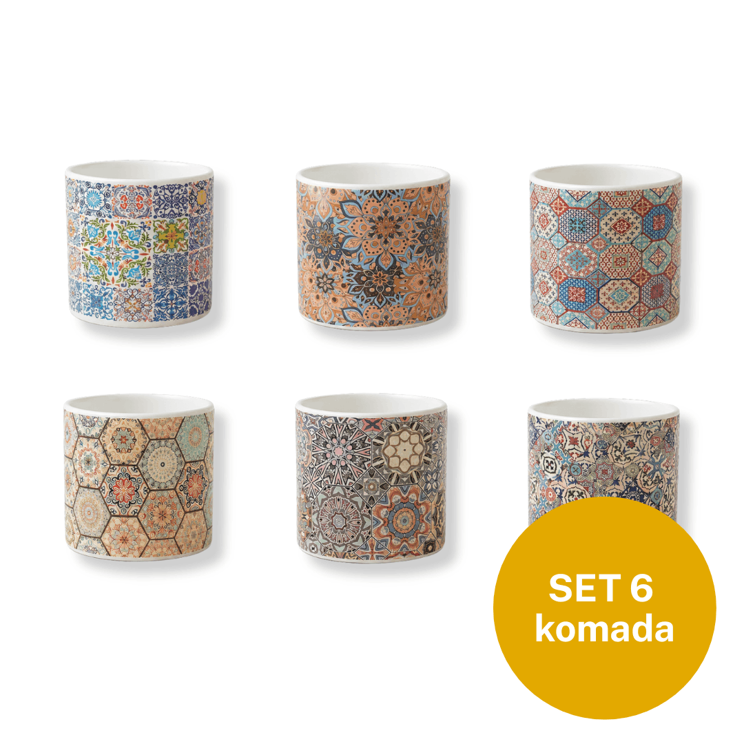 Dekorativne saksije 10x 9 cm – set 6/1 keramičke posude s uzorkom