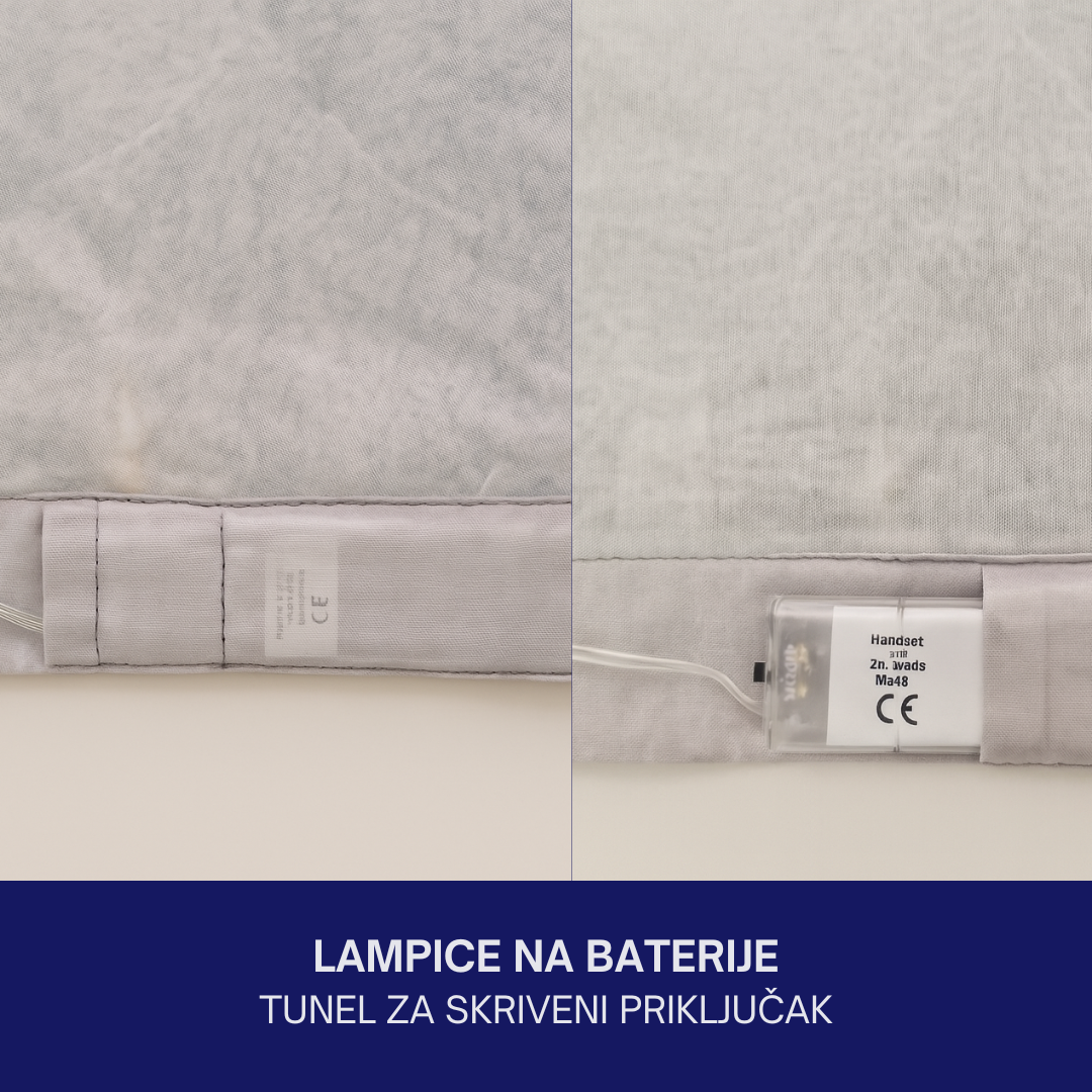 Dekorativna zavjesa s LED lampicama – motiv patuljka i zimski motivi, 100% poliester