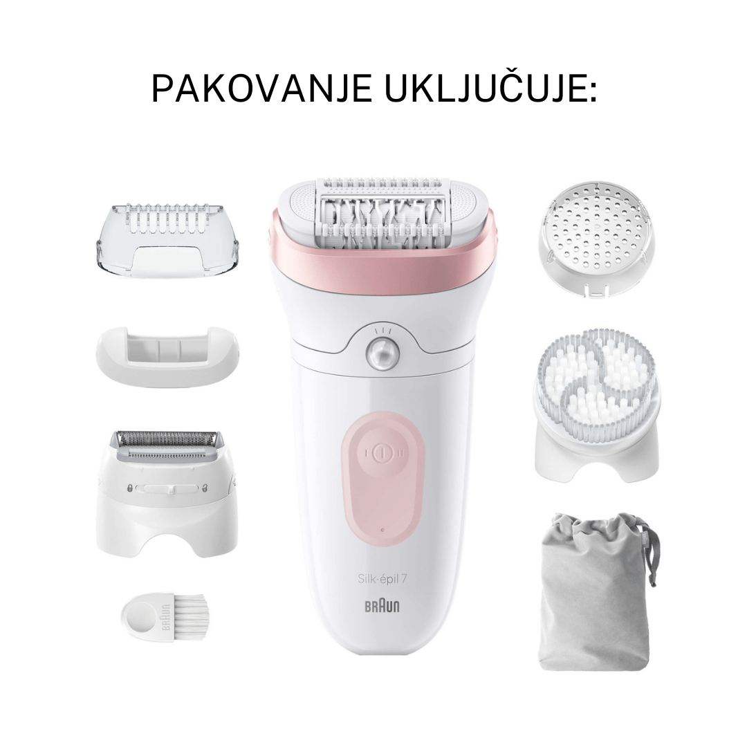 Braun Silk-épil 7 7-060 suho/mokro– depilator , široka glava s 40 pinceta, SmartLight, bežični rad 40 min