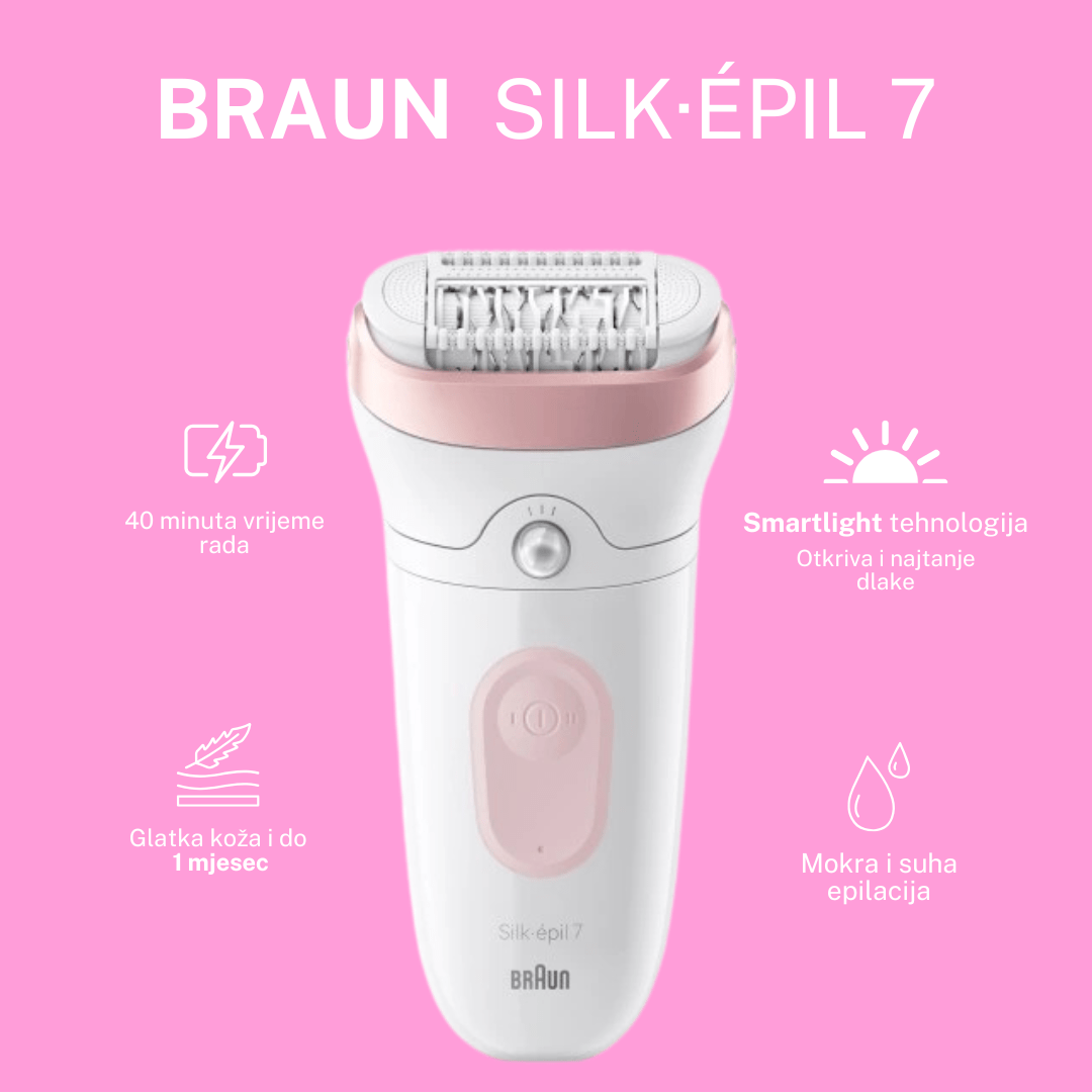 Braun Silk-épil 7 7-060 suho/mokro– depilator , široka glava s 40 pinceta, SmartLight, bežični rad 40 min