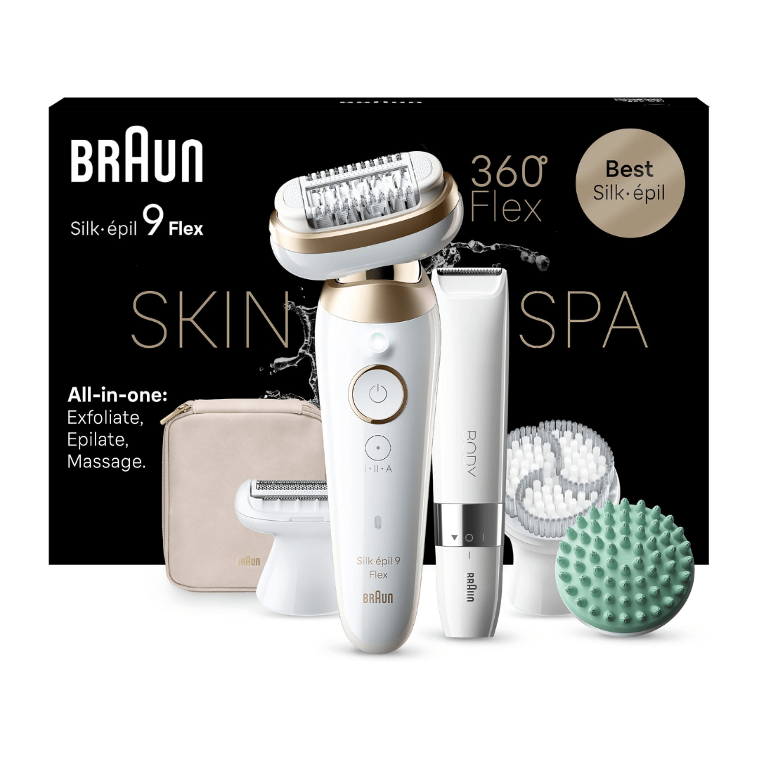 Braun Silk-épil 9 SkinSpa Flex 9-481 – epilator s 360° fleks glavom, Wet&Dry, jastučić za masažu, piling i mini trimer
