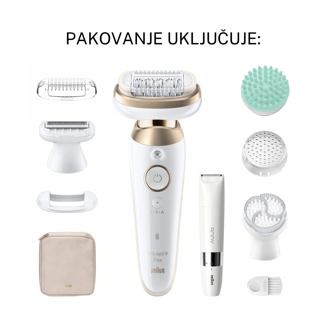 Braun Silk-épil 9 SkinSpa Flex 9-481 – epilator s 360° fleks glavom, Wet&Dry, jastučić za masažu, piling i mini trimer