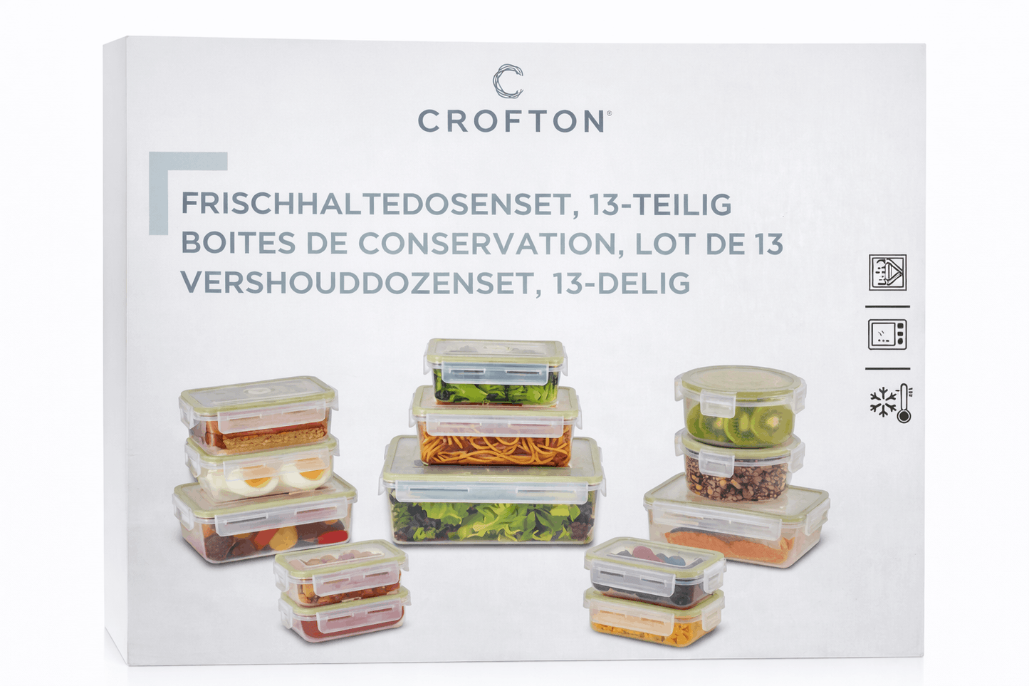 CROFTON set posuda za hranu 13/1 – 240 ml do 2500 ml, poklopci na klik