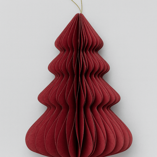 Decoris papirnata jelka crvena 40×30 cm – sklopiva božićna dekoracija za vješanje ili stol