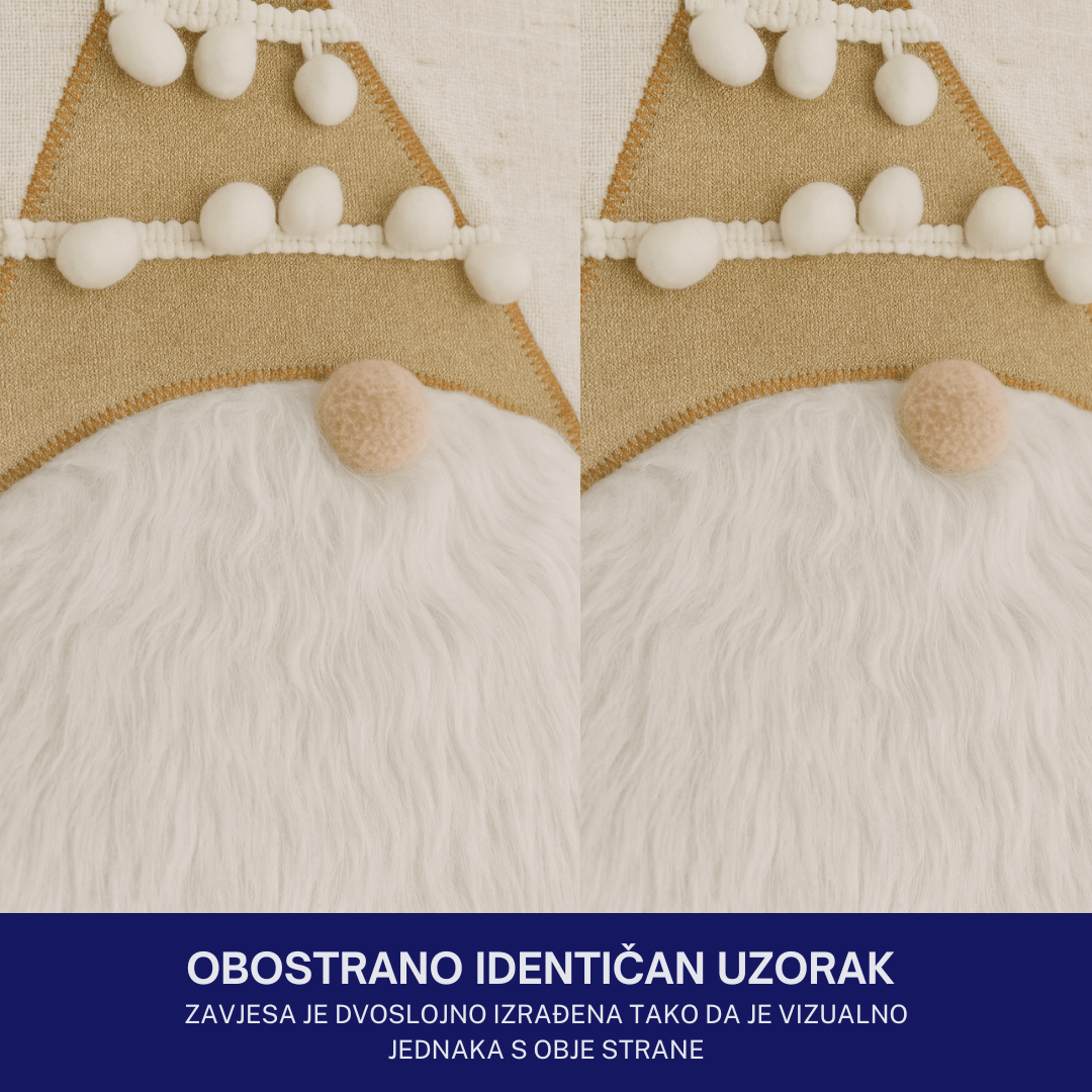 Dekorativna zavjesa s motivom patuljka 33x40 cm – obostrano identičan uzorak , 100% poliester