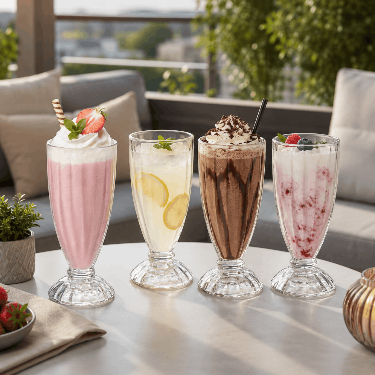 Čaše za sladoled i deserte – 4/1 set čaša na postolju (milkshake/smoothie) 370 ml
