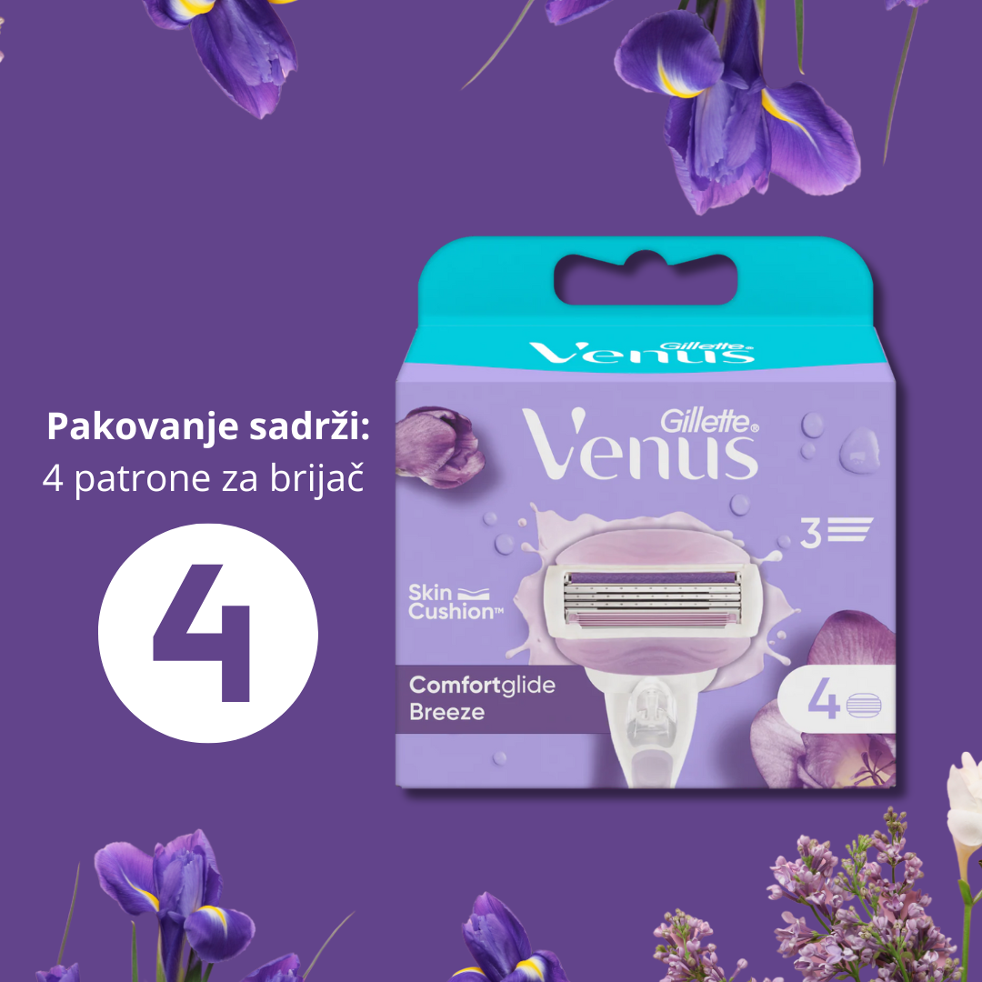 Gillette Venus Breeze zamjenske patrone, 4-kom (pakovanje) – 2 u 1 sa gelom