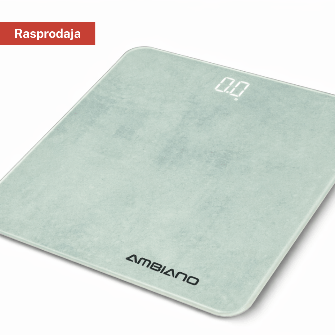 Ambiano digitalna vaga za tjelesnu težinu – max 180 kg – LED display, staklena površina (mint boja)