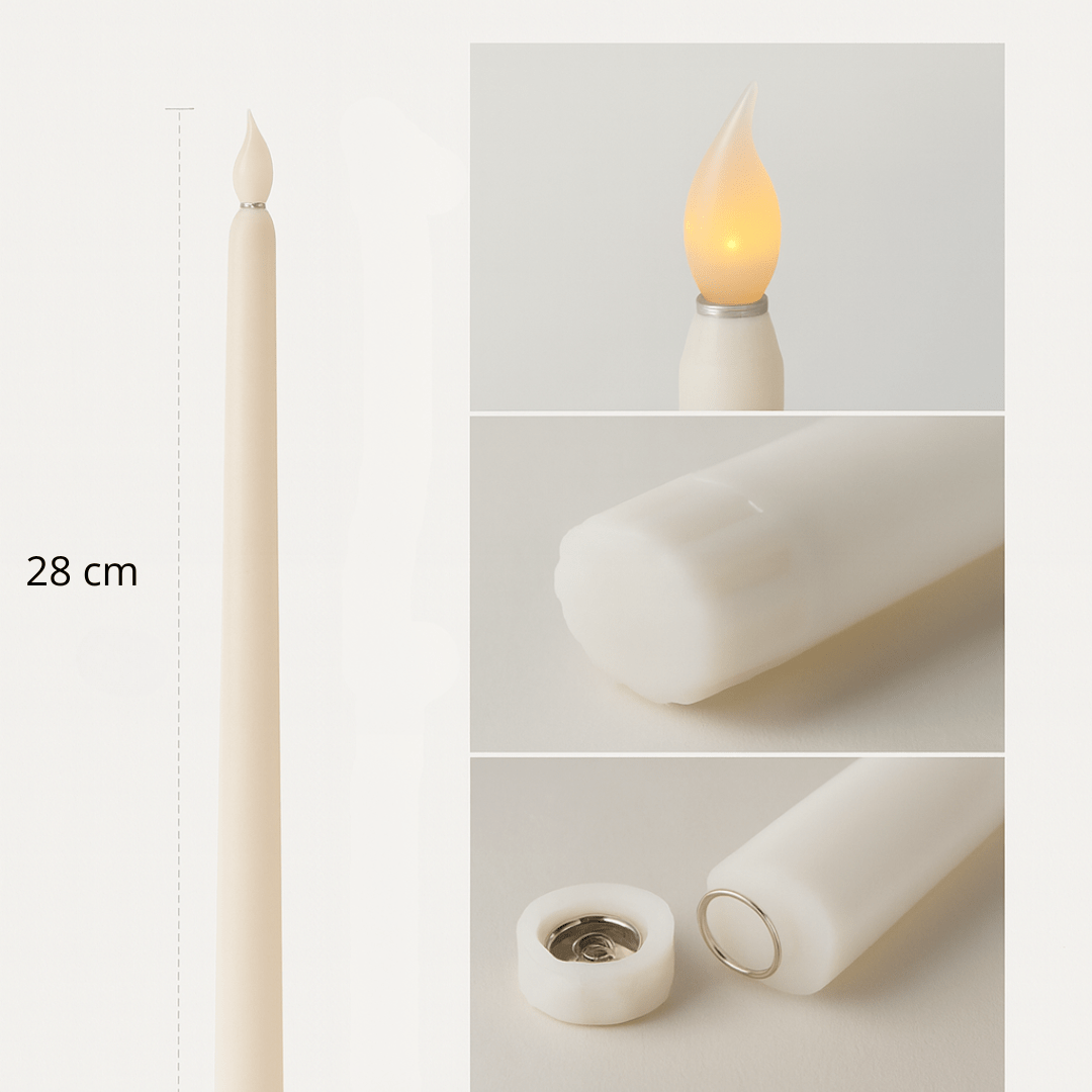 LED svijeće na baterije 4/1 – dekorativne štapne svijeće 28 x 2 cm, toplo svjetlo