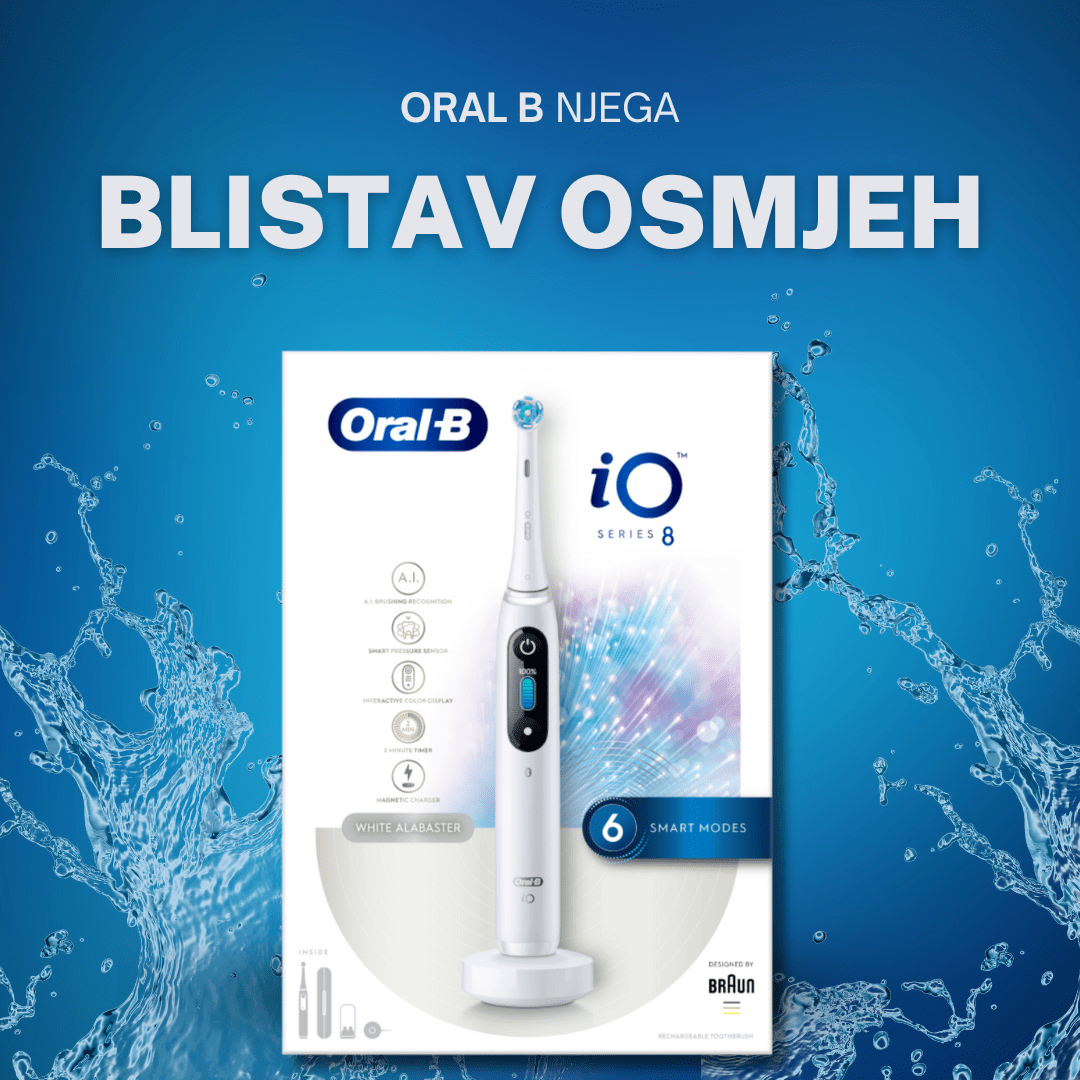 Oral B električna četkica za zube iO Series 8 White Alabaster - bijela boja – savršenstvo u njezi Premium električna četkica s 6 pametnih načina rada