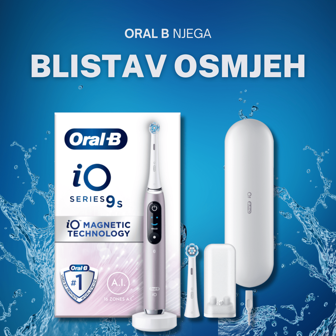 Oral B električna četkica za zube iO Series 9 Rose Quartz 2 Patrone - roza boja – luksuzna njega zuba