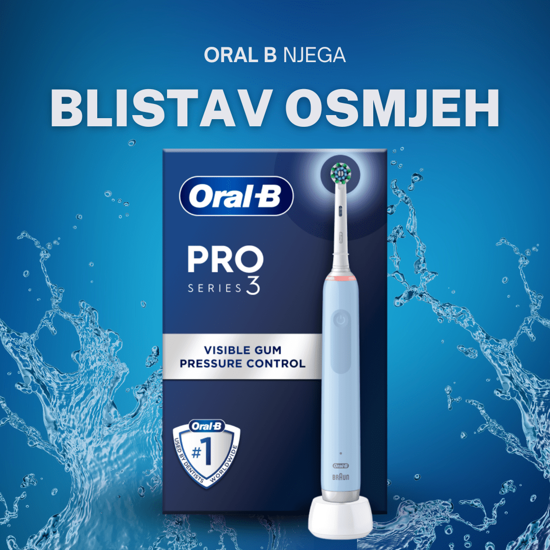 Oral B električna četkica za zube Pro 3 sa vidljivom kontrolom pritiska – efikasno čišćenje i zaštita