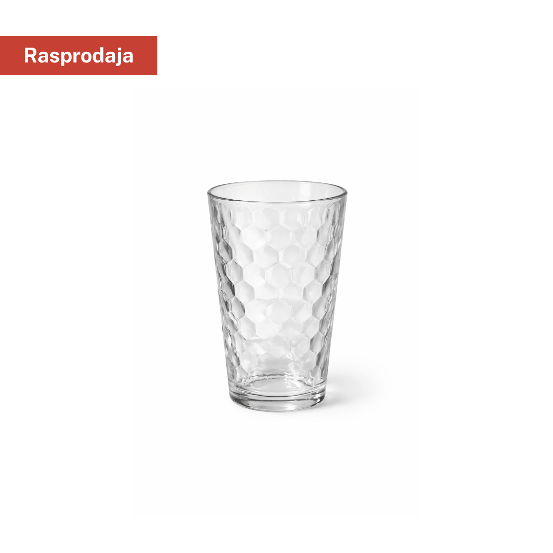 Set staklenih čaša 8/1 – reljefni uzorak, prozirne, zapremina 200 ml