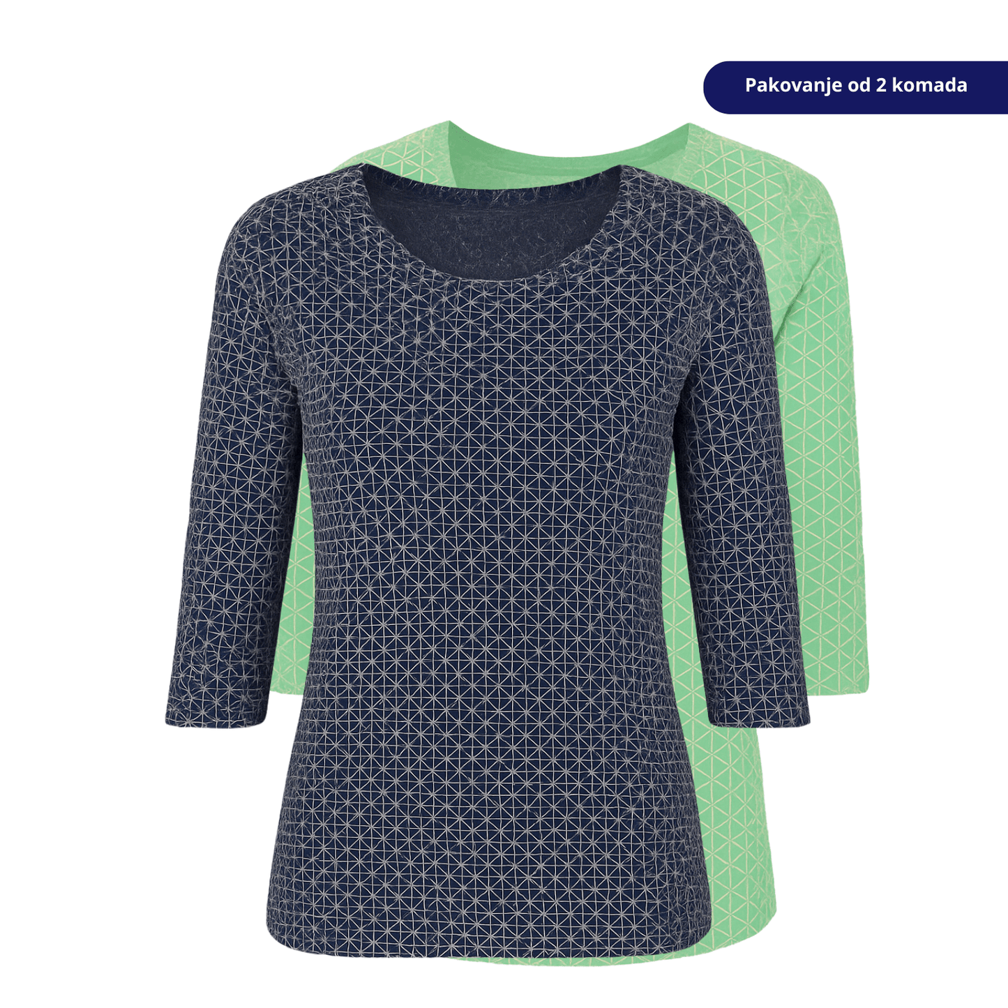 Vivance 2 komada Zelena i plava majica s uzorkom trokuta – 3/4 rukavi