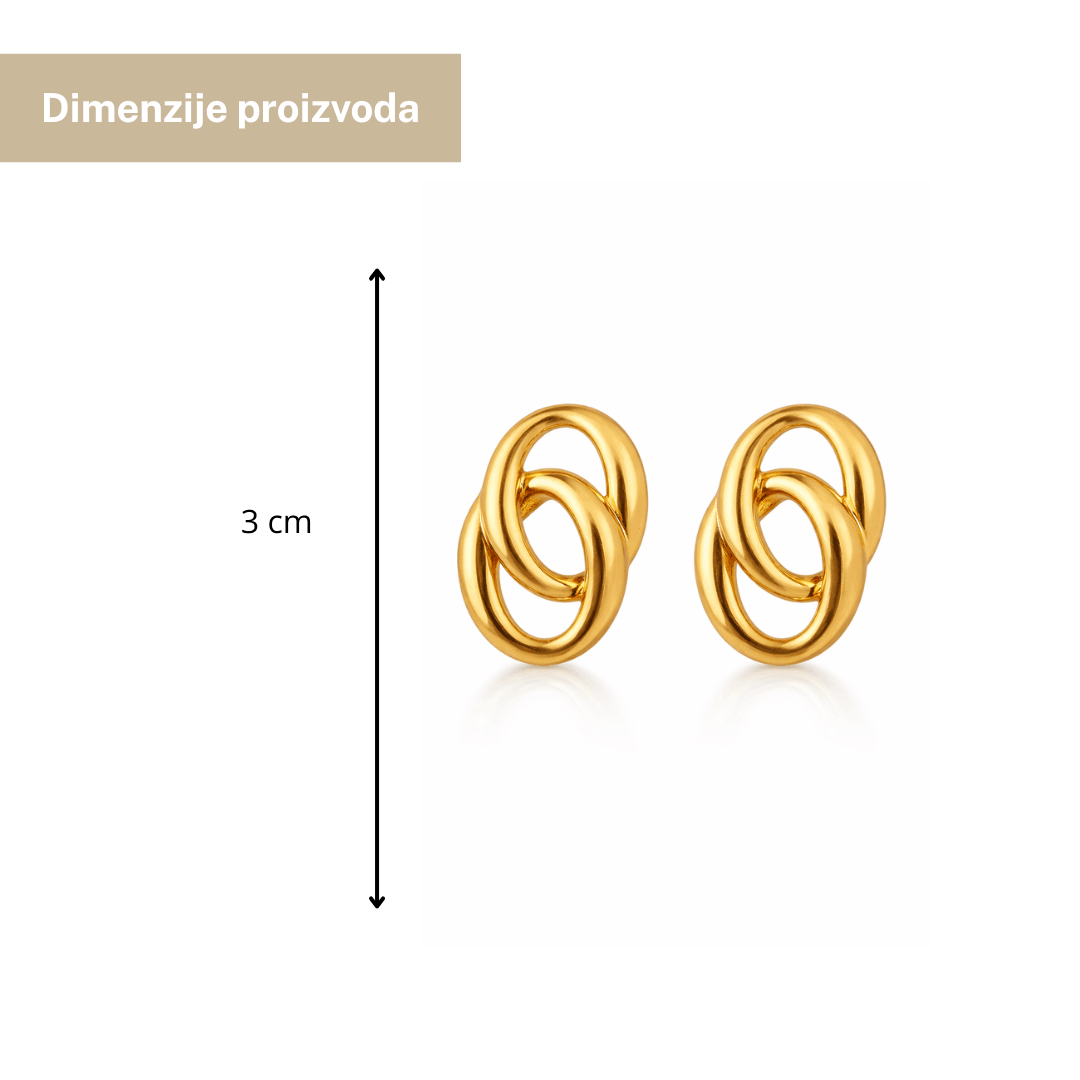 Zlatne statement naušnice s ovalnim karikama - nehrđajući čelik