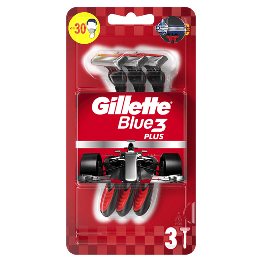Gillette Blue 3 Plus Red brijači 3 kom – crvena drška