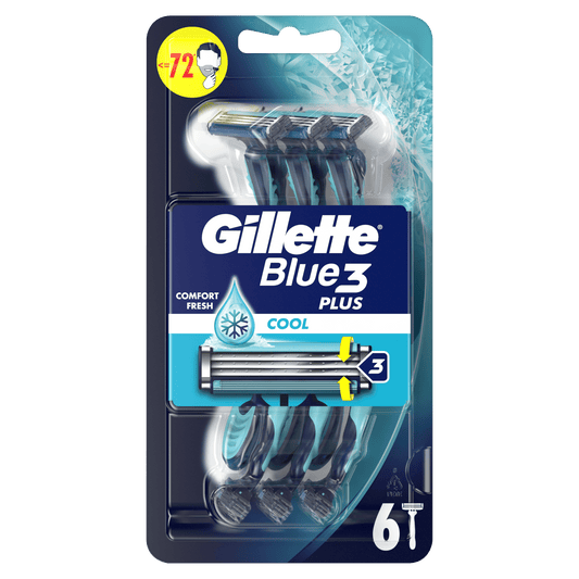 Gillette Blue 3 Plus Cool brijači 6 kom – svježe brijanje uz rashlađujuću trakicu