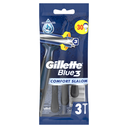 Gillette Blue 3 Slalom Comfort brijači 3 kom – mikrogrebeni & lubrastrip