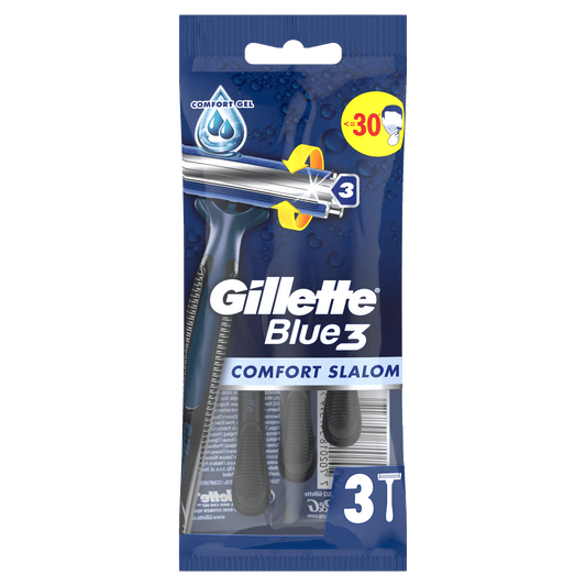 Gillette Blue 3 Slalom Comfort brijači 3 kom – mikrogrebeni & lubrastrip
