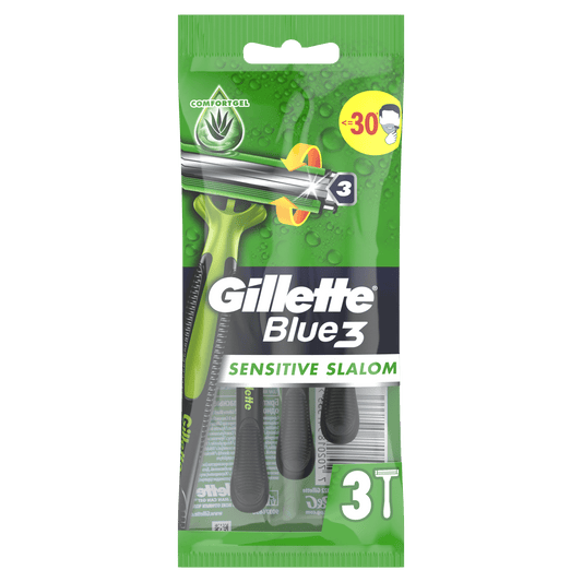 Gillette Blue 3 Slalom Sensitive brijači 3 kom – aloe trakica štiti osjetljivu kožu