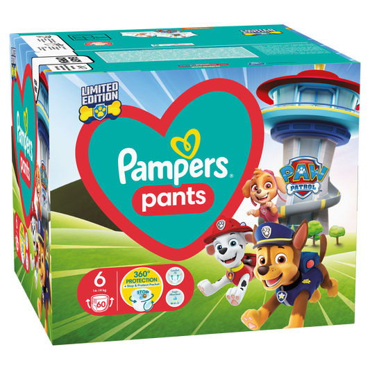 Pampers pelene gaćice Giga Pack Vel. 6 (Extra Large) Paw Patrol – 60 kom