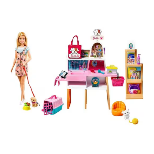 Barbie Pet Shop – set s ljubimcima, lutkom i 25 dodataka