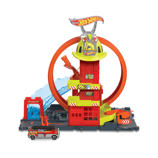 Hot Wheels City Super Loop Vatrogasna Stanica – set sa vatrogasnim vozilom