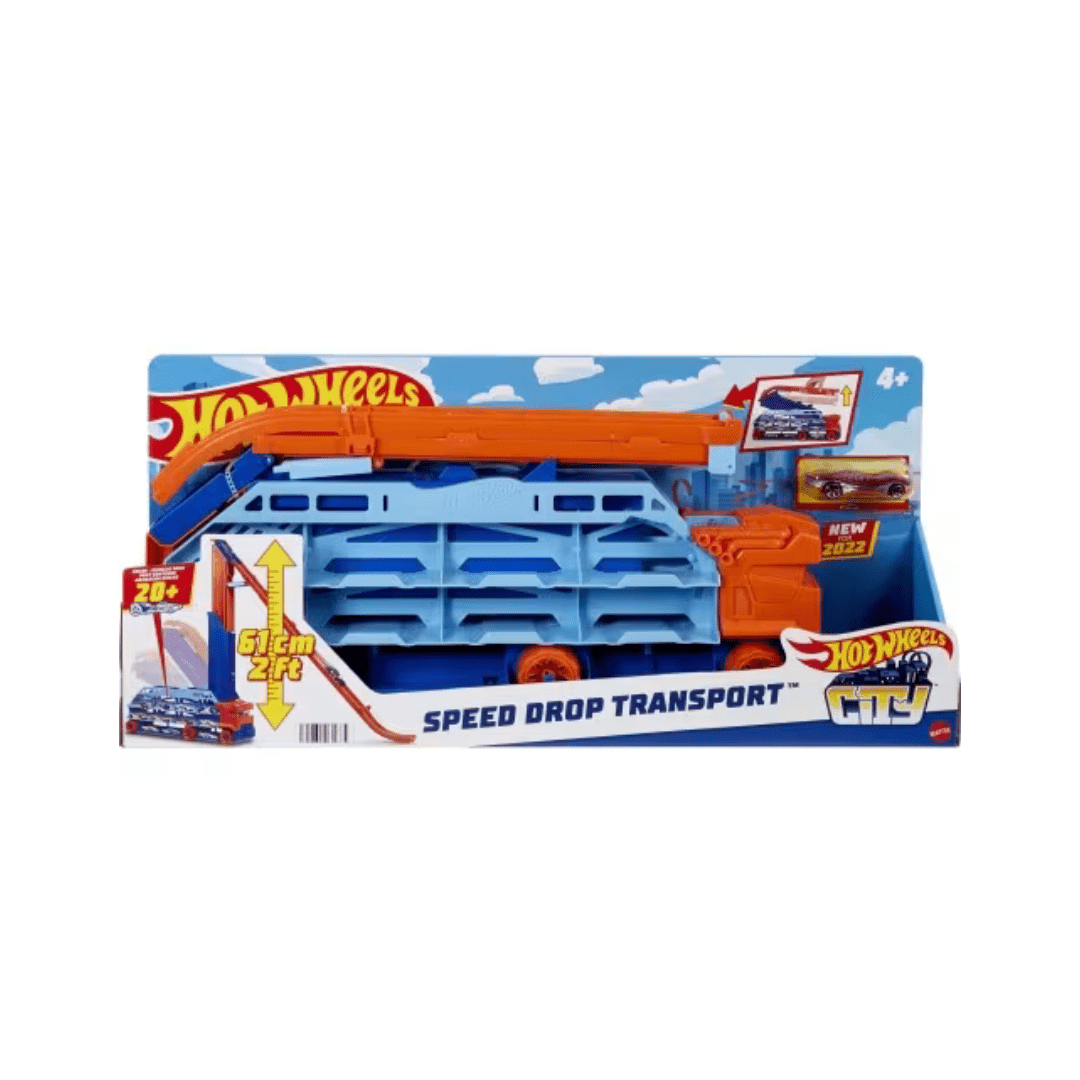 Hot Wheels City Speed Drop Transport – Kamion transporter sa rampom 61 cm