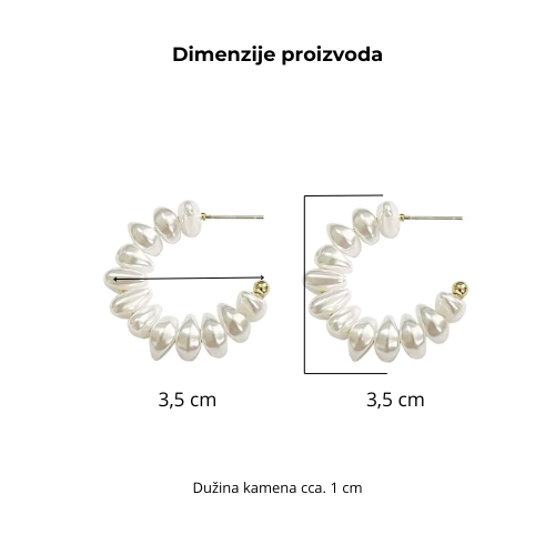 Naušnice sa biserima u C obliku - modni nakit