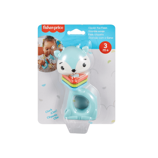Fisher-Price Clackin’ Fun Fawn – Zvečka za bebe 3m+ s raznobojnim prstenovima