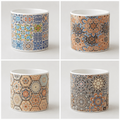 Dekorativne saksije 10x 9 cm – set 6/1 keramičke posude s uzorkom