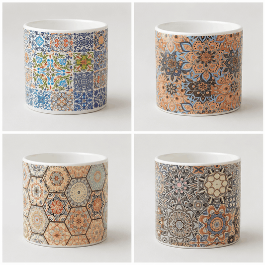 Dekorativne saksije 10x 9 cm – set 6/1 keramičke posude s uzorkom