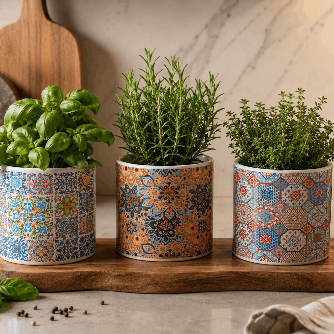 Dekorativne saksije 10x 9 cm – set 6/1 keramičke posude s uzorkom