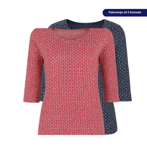 Vivance 2 komada Crvena i plava majica s uzorkom trokuta – 3/4 rukavi