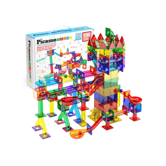 PicassoTiles magnetna staza za kuglice – Magnetic Marble Run (100 dijelova, 3+) STEAM