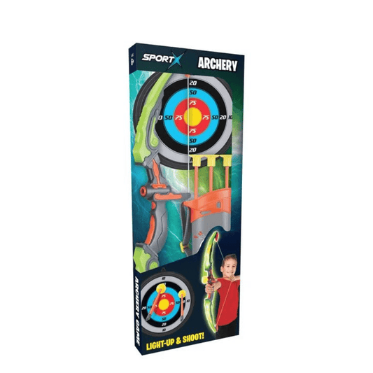 SportX svjetleći luk i strijela za djecu – set s metom i 3 strelice (3+)