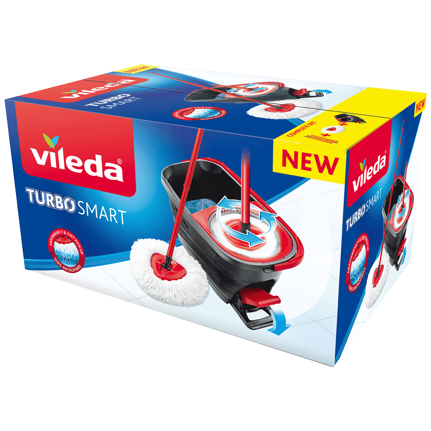 Vileda Turbo Smart set za čišćenje podova – mop s rotirajućom glavom i korpa