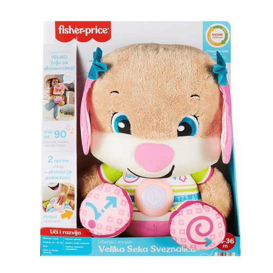 Fisher-Price Velika Seka Sveznalica – Interaktivna edukativna plišana igračka za djecu 6-36 mjeseci